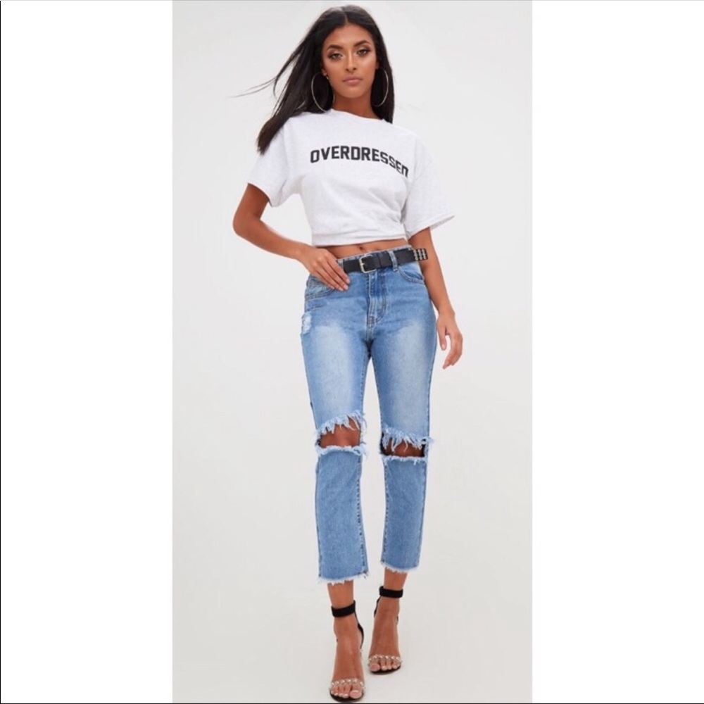 Prettylittlething mid wash slim jean